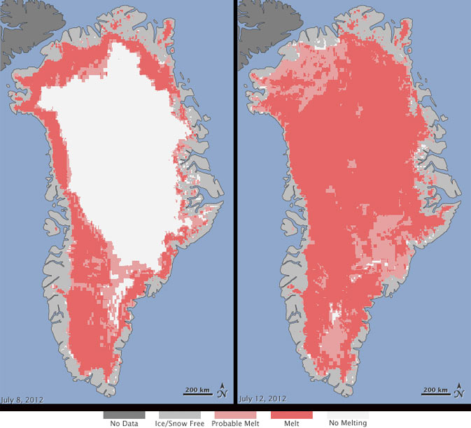 graphic: Satellites See Unprecedented Greenland Ice Sheet Surface Melt